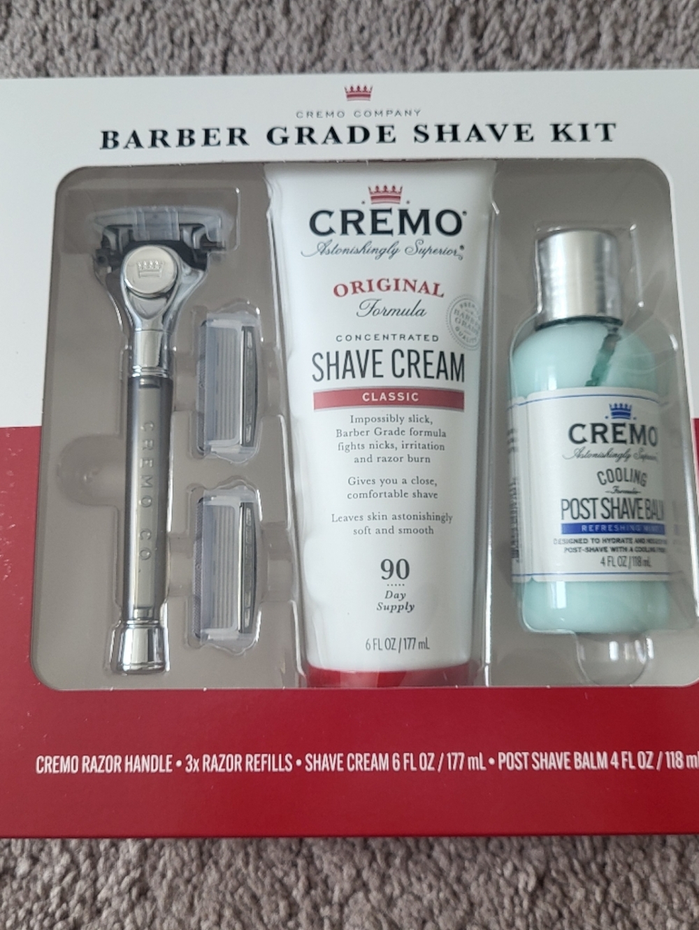 Barber Grade Shave Kit - Silver with White & Light Blue